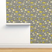 Yellow Fish || Bright Yellow on Grey by Sarah Price