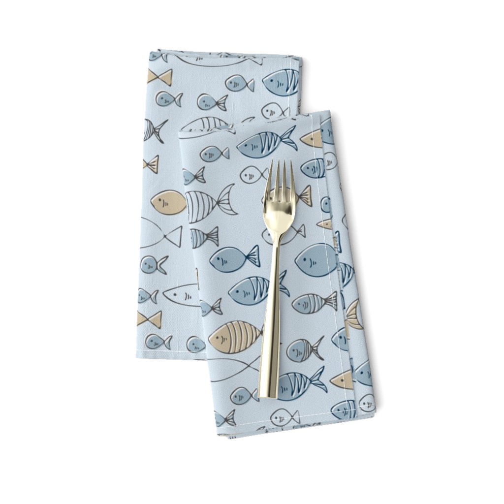 Blue Fish || Blue and Grey Fish on Blue by Sarah Price