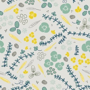 Floral on Grey| River Plants Collection by Sarah Price