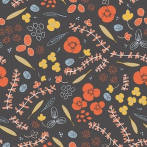 Floral on Brown| River Plants Collection by Sarah Price