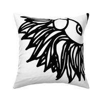 lion // one large lion head plush pillow wholecloth black and white nursery baby