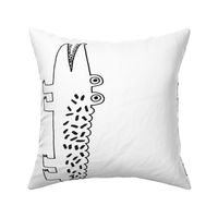 gator // plush pillow cut and sew alligator crocodile black and white nursery decor