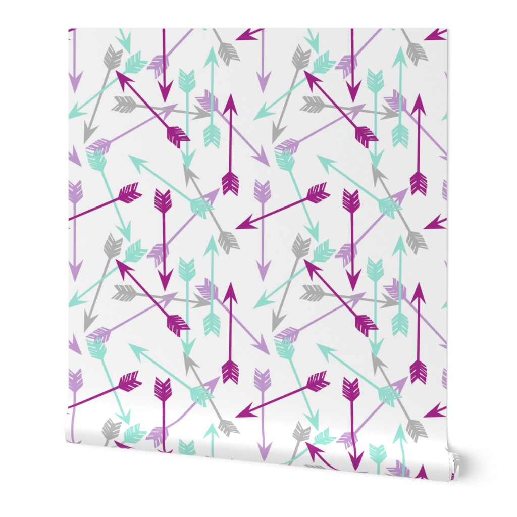 arrows // purple mint grey girly arrows arrow nursery little girls illustration pattern print