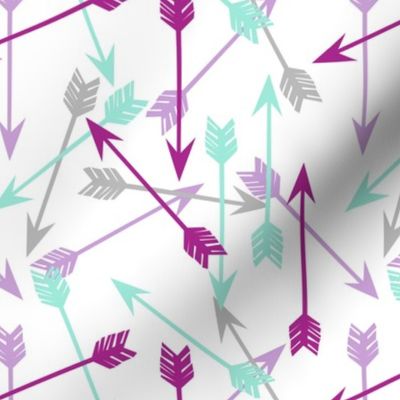 arrows // purple mint grey girly arrows arrow nursery little girls illustration pattern print