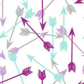 arrows // purple mint grey girly arrows arrow nursery little girls illustration pattern print