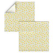 Small scale abstract lemons yellow and blue pattern