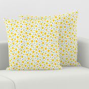 Small scale abstract lemons yellow and blue pattern