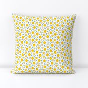 Small scale abstract lemons yellow and blue pattern