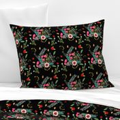 Boho Floral / Black Background