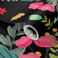 Boho Floral / Black Background