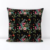 Boho Floral / Black Background