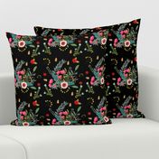 Boho Floral / Black Background