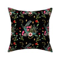 Boho Floral / Black Background