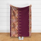 Burgundy and Gilt Art Deco Double Drop border print