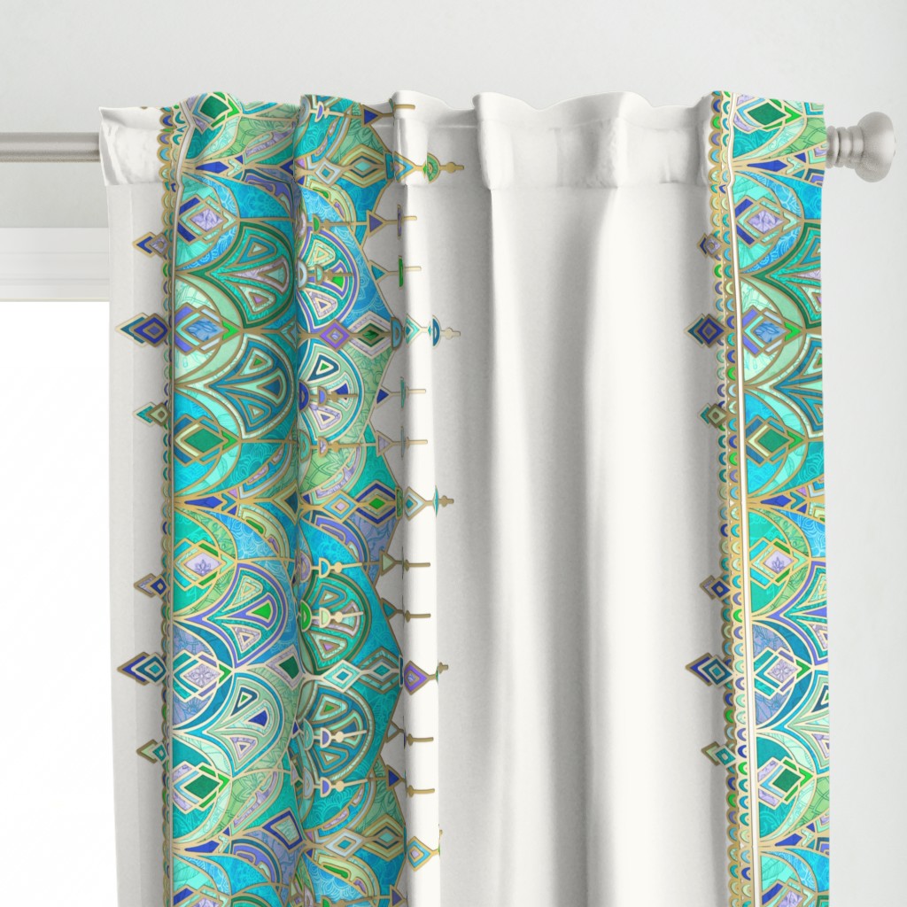 Jade and Aquamarine Art Deco Double Drop border print