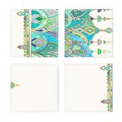 Jade and Aquamarine Art Deco Double Drop border print