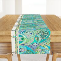 Jade and Aquamarine Art Deco Double Drop border print