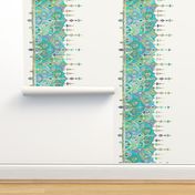 Jade and Aquamarine Art Deco Double Drop border print