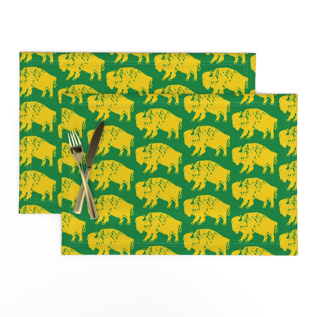 Bison Print - Green & Gold