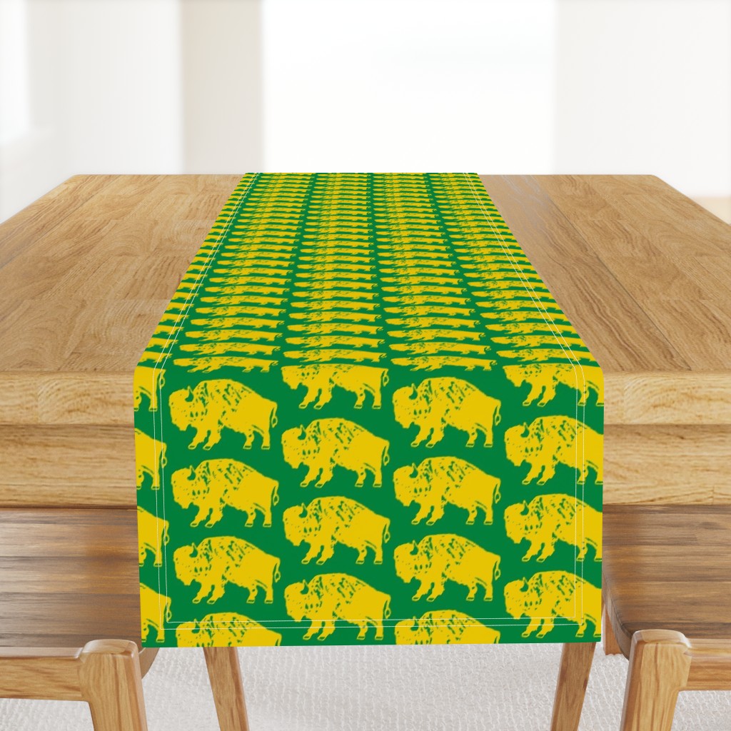 Bison Print - Green & Gold