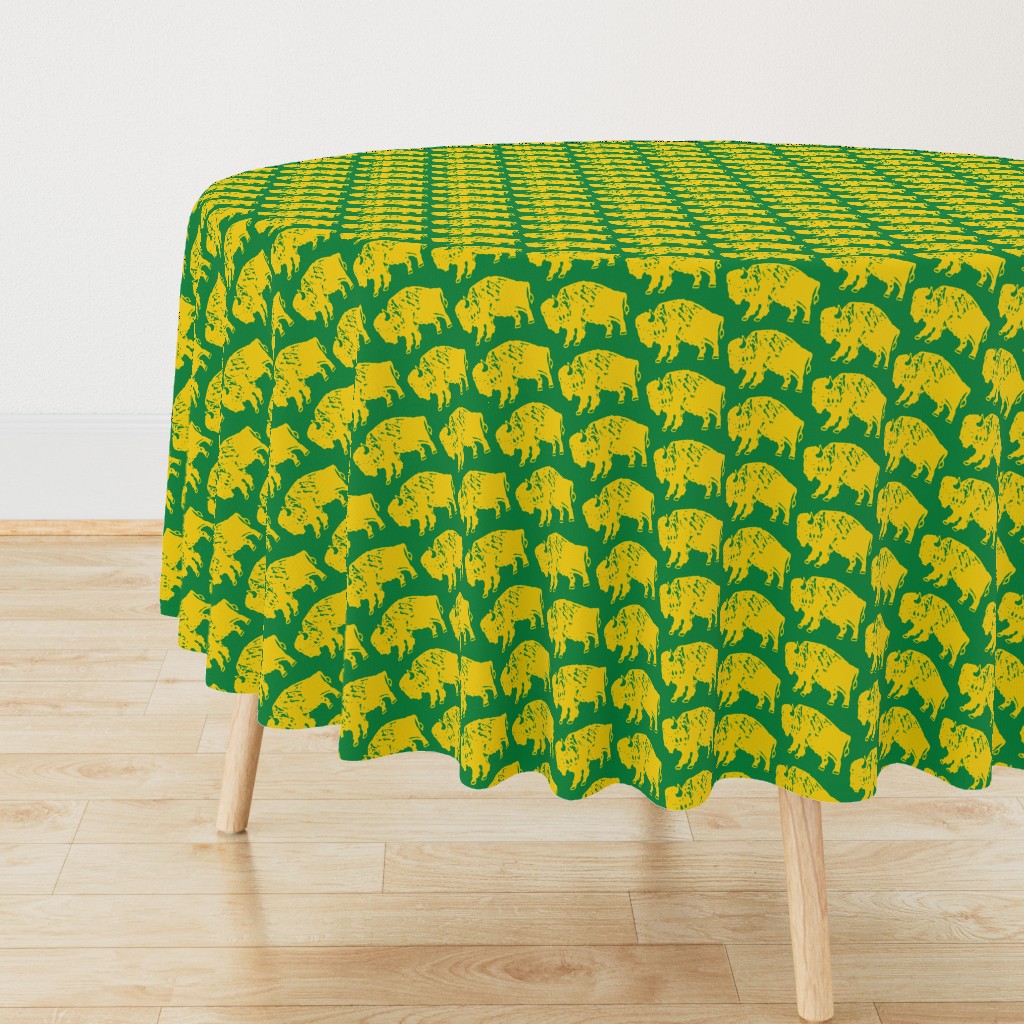 Bison Print - Green & Gold