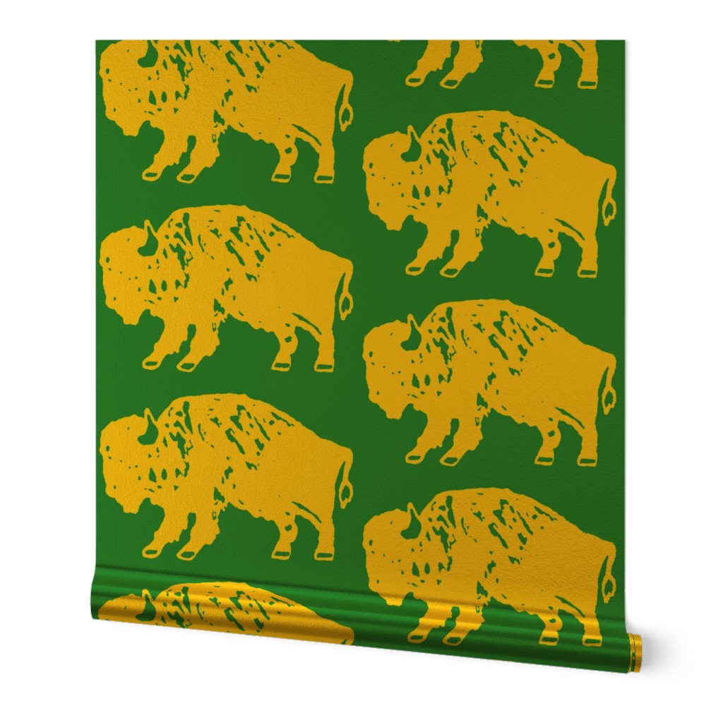 Bison Print - Green & Gold
