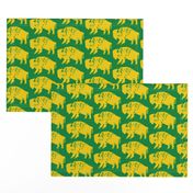 Bison Print - Green & Gold