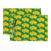 Bison Print - Green & Gold