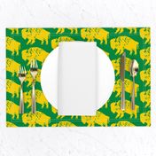 Bison Print - Green & Gold