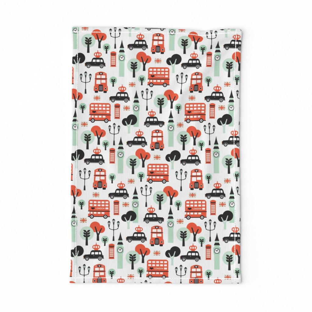 London city black cab big ben and UK union jack travel icons  illustration pattern