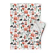 London city black cab big ben and UK union jack travel icons  illustration pattern