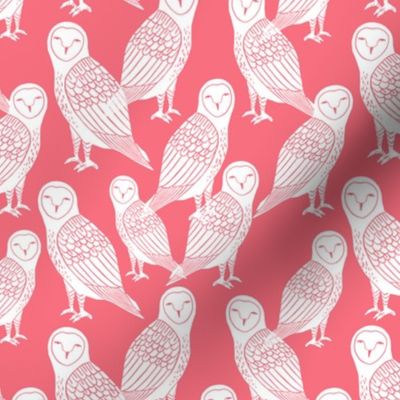 owls // block printed coral - block print bird illustration by Andrea Lauren