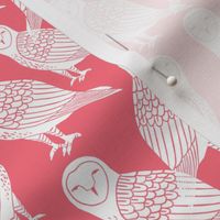 owls // block printed coral - block print bird illustration by Andrea Lauren