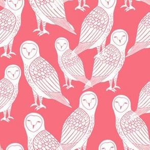 owls // block printed coral - block print bird illustration by Andrea Lauren