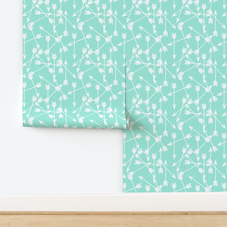 arrows // mint girly fresh bright mint kids girls room fabric decor