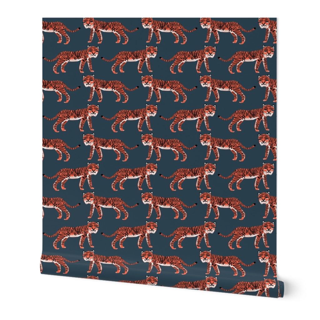 tiger // blue coral tiger safari print