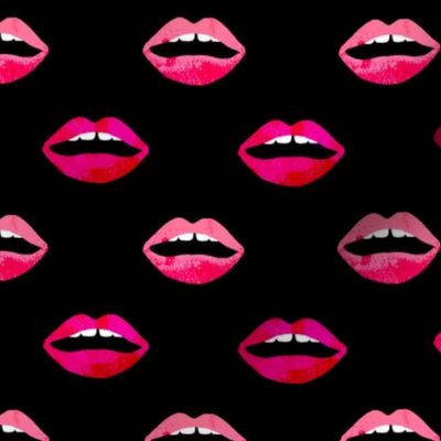 love lipstick - lips on black valentines love red beauty makeup print trendy fashion valentines love print