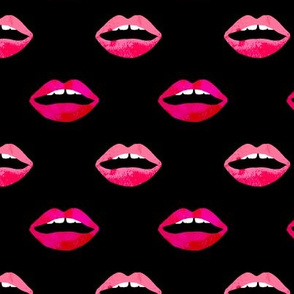love lipstick - lips on black valentines love red beauty makeup print trendy fashion valentines love print