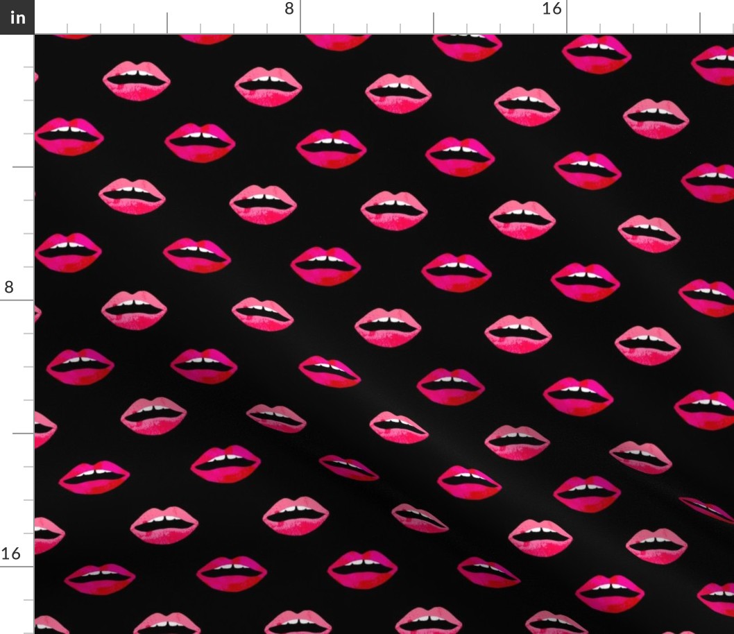 love lipstick - lips on black valentines love red beauty makeup print trendy fashion valentines love print