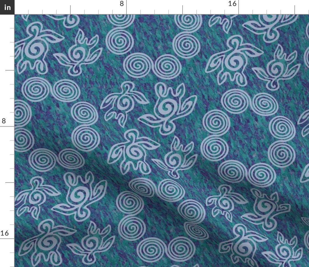 NEW-Spirit-of-the-Sea12x7inchFULLSIZE-SPIRALS-AND-SEATURTLES150-CALblgrey-mauveforestgreenbatik-FULLSIZE