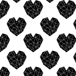 geo hearts fabric black and white minimal geometric heart