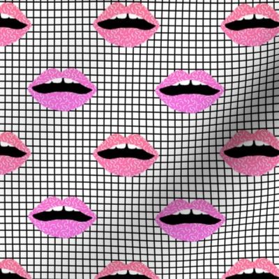 love lipstick grid Memphis 80s rad modern valentines xoxo 