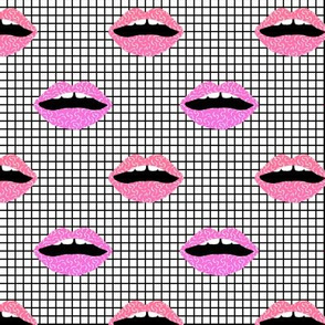 love lipstick grid Memphis 80s rad modern valentines xoxo 