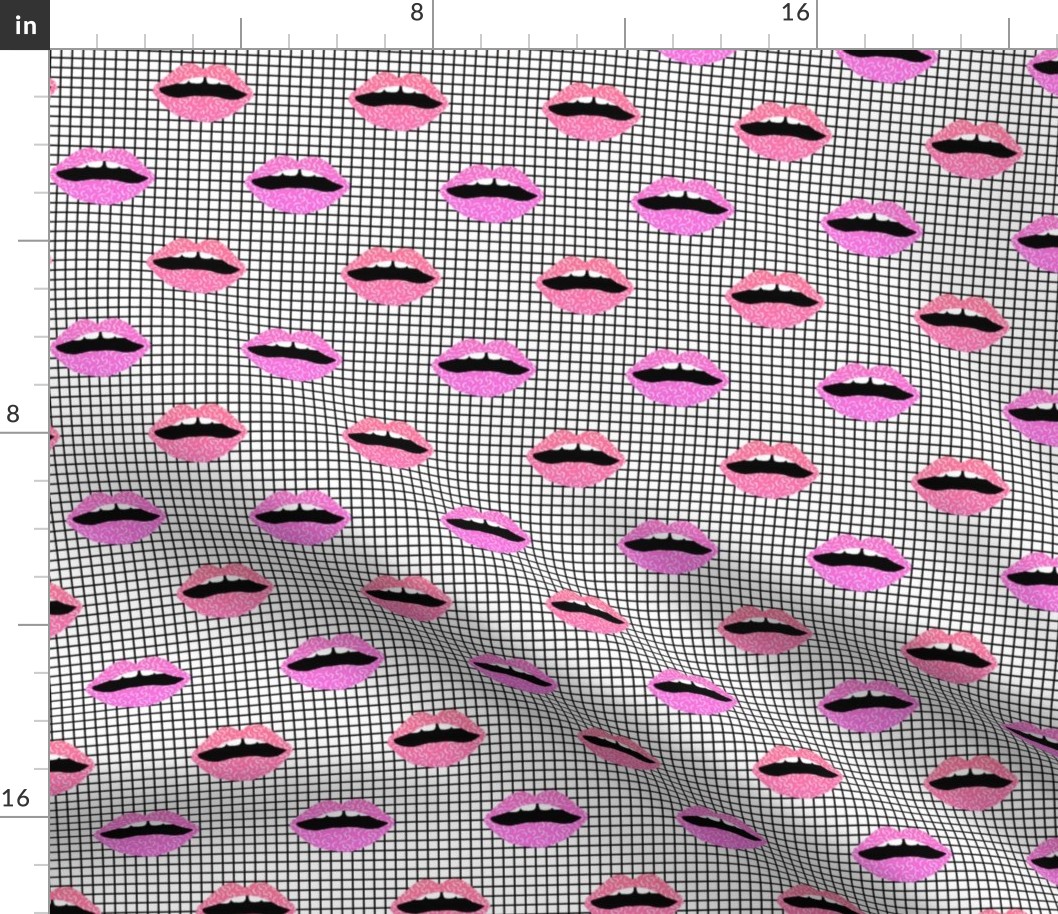 love lipstick grid Memphis 80s rad modern valentines xoxo 