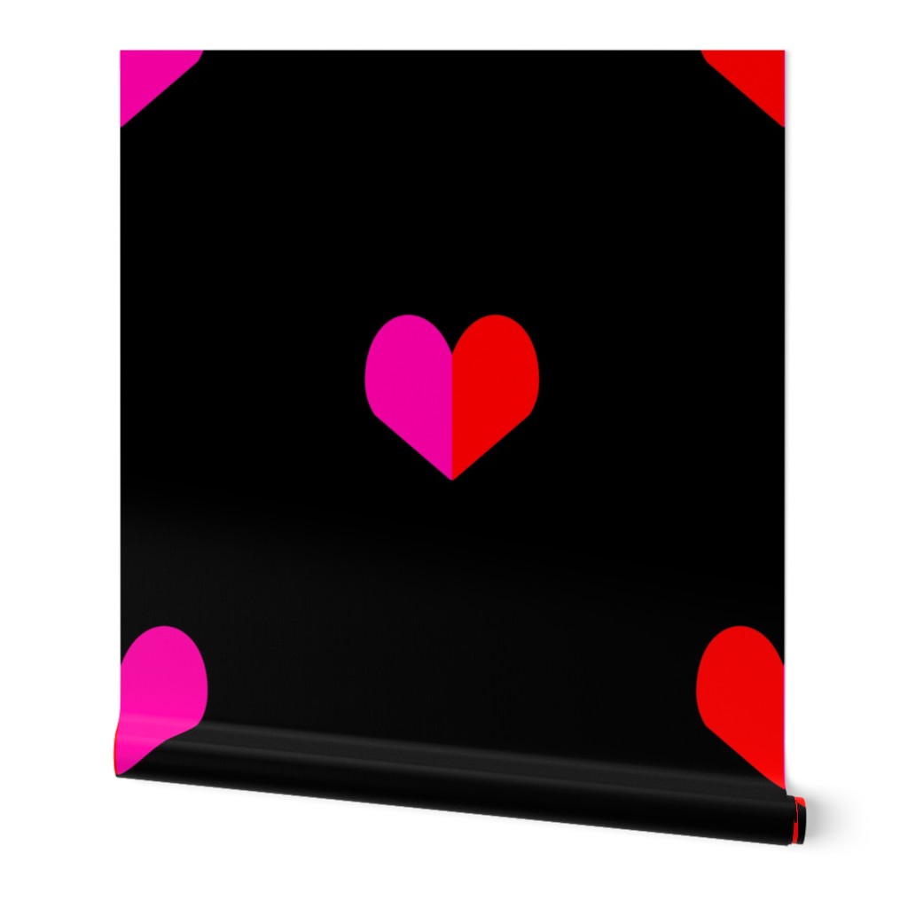 mini pink and red heart for valentines girly trendy print on black