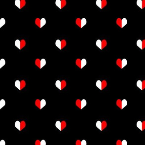 mini heart black white and red simple minimal print