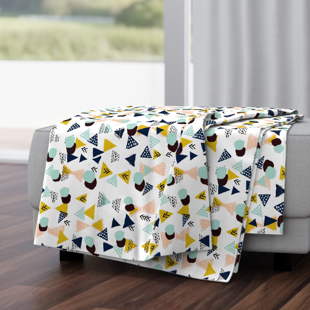 abstract kids design triangles chevron dogs circles shapes nursery baby navy mint