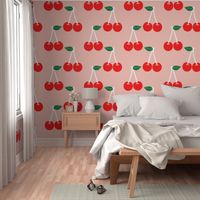 cherries blush summer fruit tropical summer juicy pattern