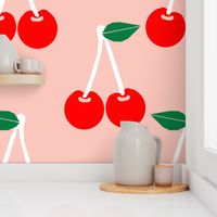 cherries blush summer fruit tropical summer juicy pattern