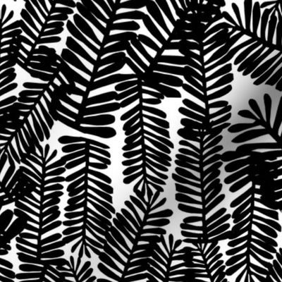 tropical leaves black and white kids nursery baby palm print banana palm 